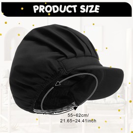 Hicarer 16 Pcs Chef Hats for Women Hair Nets Kitchen Cooking Chef Cap Adjustable Elastic Work Cap for Women Adult, Black (Full Cloth)