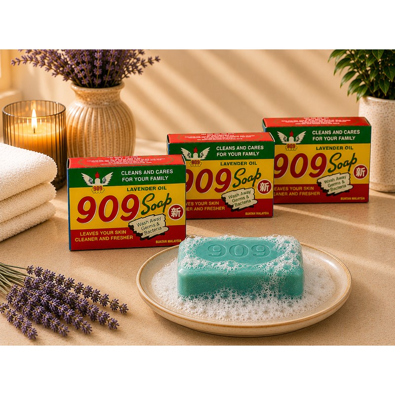 909 [909] Lavender Essential oil Traditional Chlorophyl soap (3pcs per