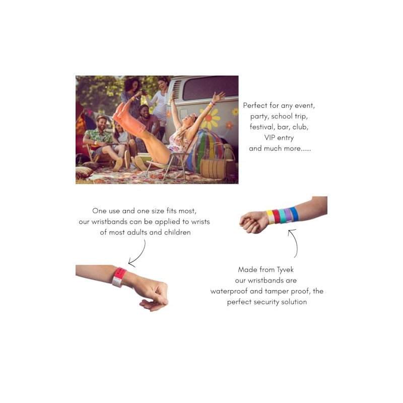 Tyvek Wristbands, 100 Pack by AA Wristbands for Parties, Security,