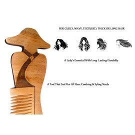 HOMNUT Queen Comb for Women | Natural Sandalwood Hair Comb Engraved Hair Comb | 6.29 x 1.29 Inches | Perfect Hair Accessory & Gift for Women