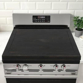 Noodle Board Stove Cover, 30 x 22 Inch Wooden Stove Top Covers for Glasstop Stove and Electric Stove, Gas Stove Burner, Wooden Serving Tray (Black)