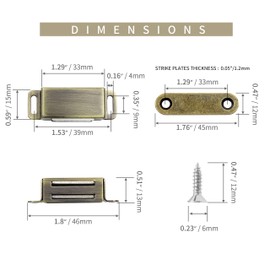 Jiozermi 4 Pack Magnetic Door Catch, Heavy Duty Magnetic Cabinet, Stainless Steel Magnet Latch for Cabinets Shutter, Closet & Furniture Door, Furniture Latch 10 lbs, Bronze