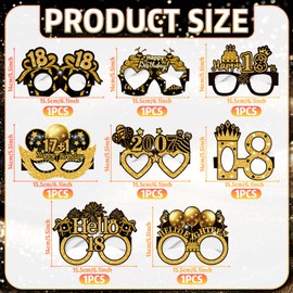 COLANANA Birthday Party Glasses Decoration, Pack of 8 18th Birthday Party Decorations, Funny Paper 18th Birthday Glasses Decoration, Birthday Photo Booth Props Accessories for Women Men
