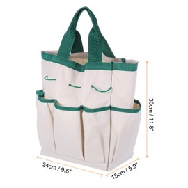 HARFINGTON Garden Tool Bag 9.5" x 5.9" x 11.8" Large Oxford Cloth Bag with Pockets Garden Tote Bag Gardening Plant Tool Organizer Storage Carrier Store for Outdoor Women Men, Cream