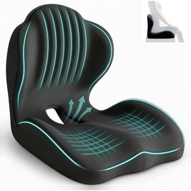 IMOOD Cojín para Silla de Oficina con Respaldo Cojín de Asiento Automovil Cojín Ortopedico para Coxis y Ciatica Soporte Lumbar Espuma de Memoria