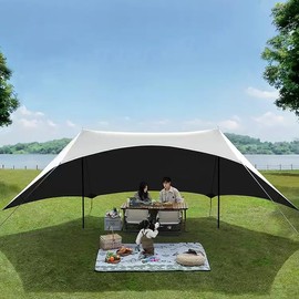 HipierFx 10x17ft Beach Canopy Tent Sun Shade with 2 Poles Camping Tarp Shelter for Beach Grass