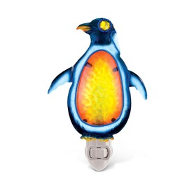 Puzzled Glass Art Night Light, Plug in Decorative Socket Lamp, Manual On & Off Portable Light for Stairway, Bedroom, Bathroom, Nursery, Home Accessory & Kitchen Decor - Penguin