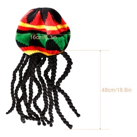 GLADFRESIT Rasta Hat with Dreadlocks, Retro Style Hat Rasta Hats for Men Black Cap for Party Costume Accessories