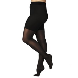 FALKE Women Beauty Plus 50 denier tights, 1 pair, UK size 22-24 short (EU E SHORT), Black, polyamide mix - Elegant semi opaque tights with comfortable wide cuffs