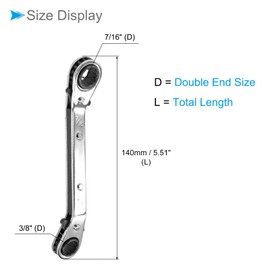 CoCud Double Offset Box End Reversible Ratchet Wrench SAE 3/8" x 7/16" Box End Size Cr-V Ratchet Spanner - (Application: For Repair)
