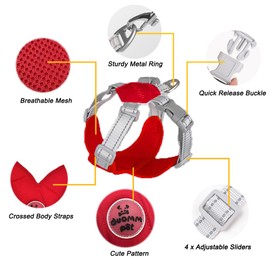 FEimaX No Pull Dog Harness and Lead Set for Small Medium Dogs Adjustable Step-in Pet Vest Harness Reflective Breathable Soft Mesh Padded Puppy Harnesses for Outdoor Walking Training