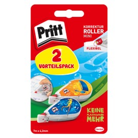 Pritt 9H PRB22 Flex Design Correction Tape Set, Mini Format, Premium Correction Tape Immediately Overwritable with Flexible Tip, Tape Width: 4.2 mm, Tape Length: 7 m