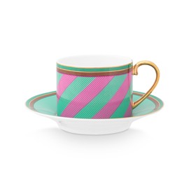 Pip Studio Cup & Saucer Chique | Pink-Green - 220 ml
