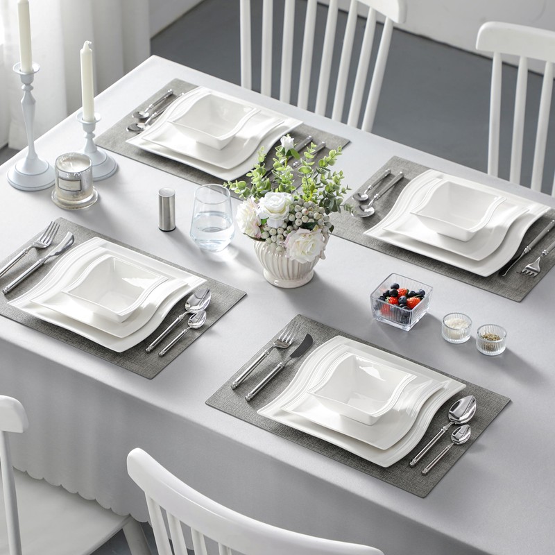 MALACASA Ivory White Dinnerware Set, 12 Pieces - Porcelain Dinner