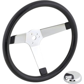 Classic Solid Spoke 13 Inch Black Steering Wheel - No Holes