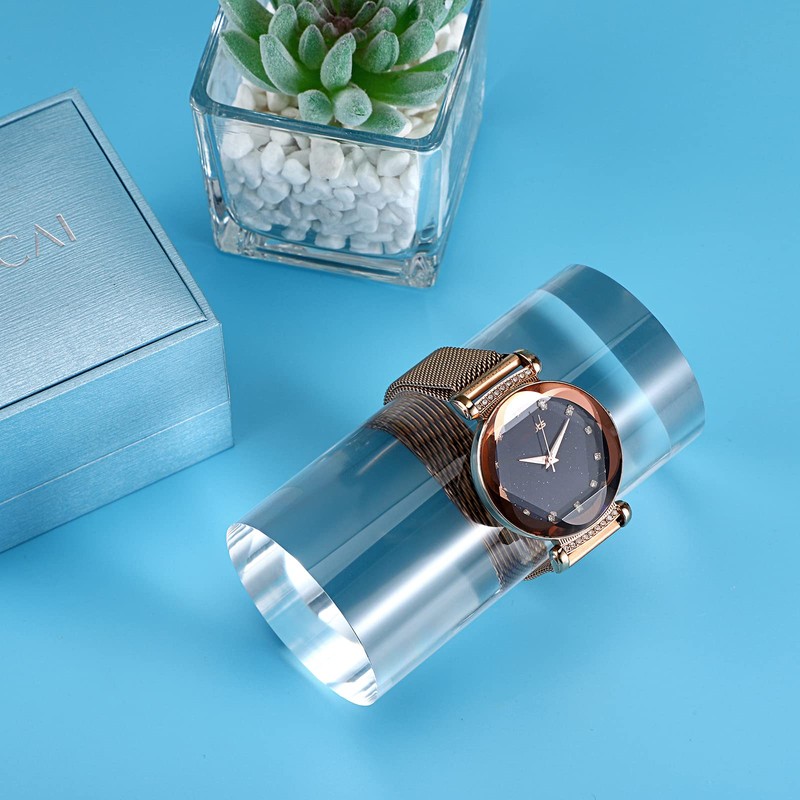 BTSKY 4 PCS Acrylic Cylinder Display Stand - Clear Solid