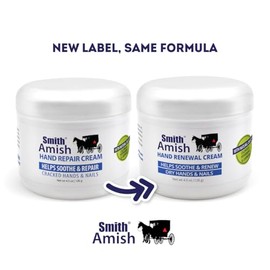 Smith Amish Hand Renewal Cream 4.5 oz + bálsamo labial orgánico de menta | Juego de cuidado de manos y labios hidratantes profundos para manos secas y