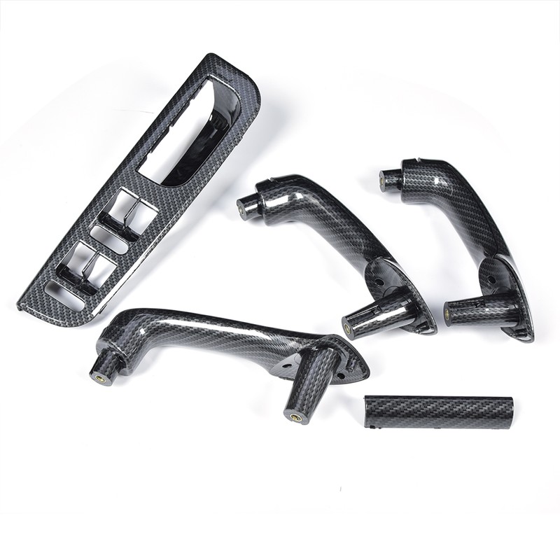 5Pcs/Set Carbon Fiber Texture Interior Door Grab Handle Cover Switch