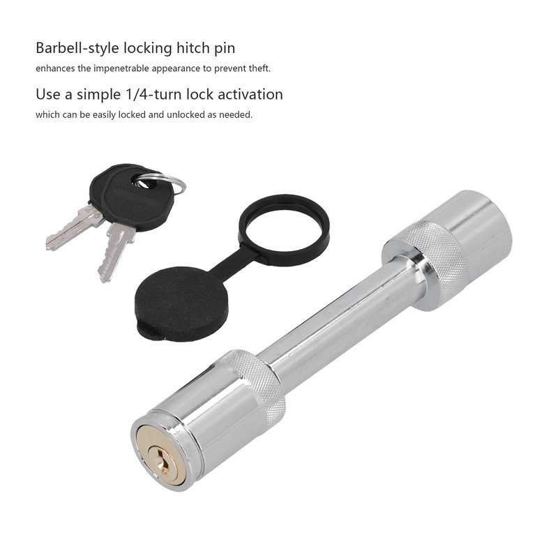 Barbell-Style Hitch Pin Anti-Theft Tow Receiver Locking Coupler with 2