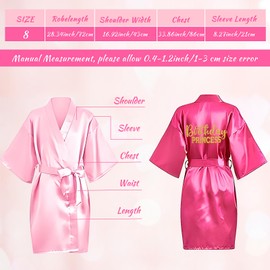 7 Pack Birthday Party Robes, Birthday Squad Robe Party Robes Satin Silk Robe Spa Party Supplies for Women Girl Birthday (10)