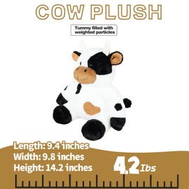 CSVBTRF Weighted Stuffed Animals, 4.1 lbs 14" Cute White Cow Plush, Soft Cow Stuffed Animal Birthday Gifts for Kids Boys and Girls