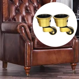 Anxingo 2Pcs Vintage Zinc Alloy Swivel Caster Wheels, Universal Furniture Caster Wheels Metal Pulley Wheels for Bed Cabinet Chair Patio Table Sofa 1-3/4 Inch OD Antique Brass Bronze