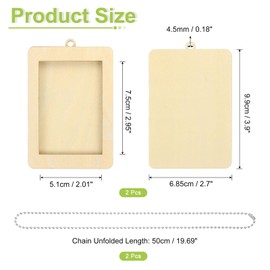 uxcell 2Pcs Car Rear View Mirror Hanging Photo Frames, 2.7" x 3.9" Car Picture Holder Wooden Frame Car Memorial Photo Frame Car Pendant Decor for Car Decorations