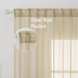 MIULEE 2 paneles de cortinas transparentes de color sólido para ventana, elegantes paneles de gasa/cortinas/tratamiento para recámara, sala de estar (54 x 120 pulgadas, beige)