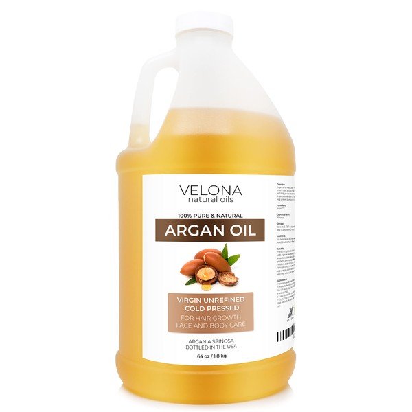 velona Argan Oil - 64 oz | 100% Pure and Natural | Morocco Oil | Stimulate Hair Growth, Skin, Body and Face Care | Nails Protector | Unrefined, Cold Pressed…
