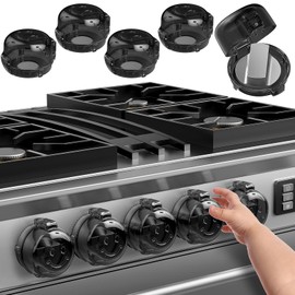 Upgraded Stove Knob Covers for Child Safety, gliship 5 Pack Double-Key Design Baby Safety Gas Oven Knob Covers with Adhesive Heat-Resistant Universal Size Stove Guard Baby Proofing for Child Pet