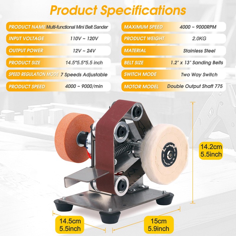 Mornajina Mini Belt Sander for Knife Making, 3 IN 1