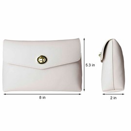 Cosmetic Bag Travel Makeup Pouch Travel Organizer, Zipper Pouch Bags for Women Vegan Leather (Coconut Milk)