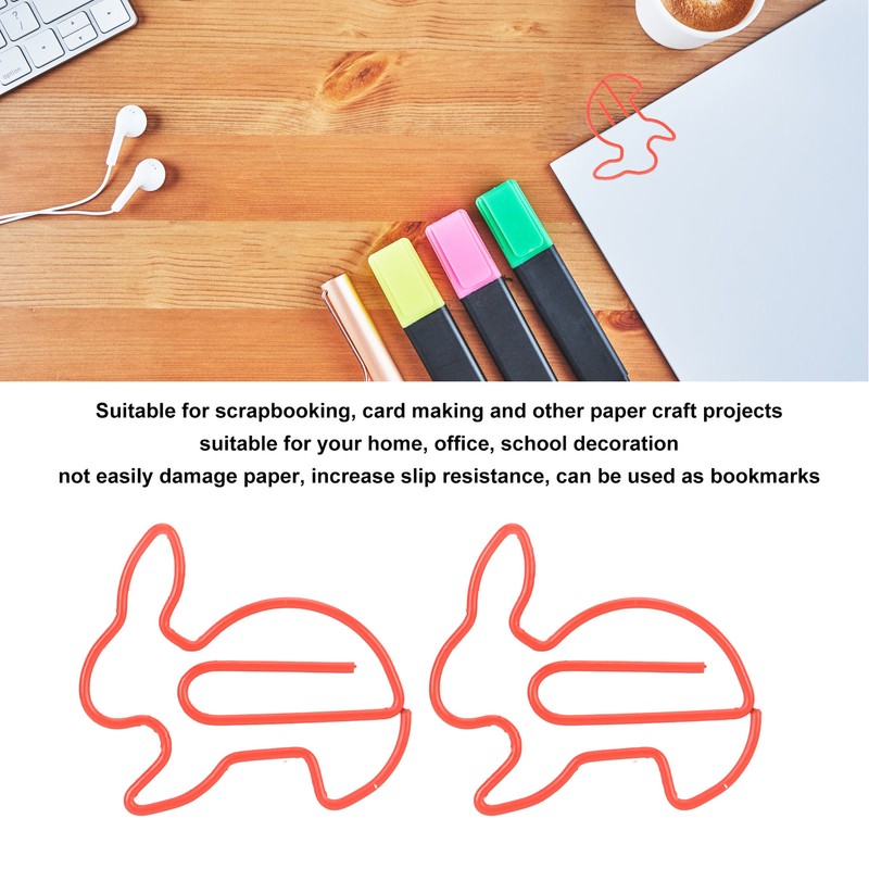 100 Pcs Rabbit Shaped Paper Clip Creative Cute Cartoon Animal