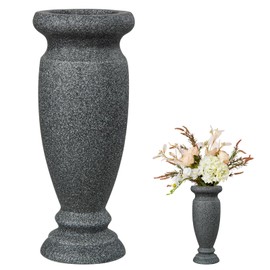 Cemetery Vase, Resin Grave Vase Memorial Flowers Vases for Home Tabletop, Artificial or Fresh Flowers, Cemetery Grave Headstone Decorations (1PC, Grey), No Draining Holes