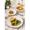 FOBENTA Stoneware Dinner Plates,Embossment Ceramic Dish Set for 4,4 Piece