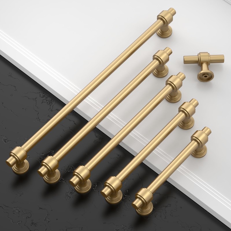 Amerdeco 10 Pack Champagne Bronze Cabinet Pulls 5 Inch(128mm) Hole