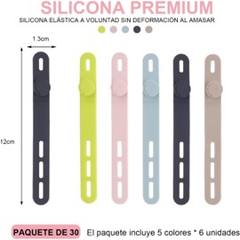 30 PCS Organizador de Cables Ajustable, Bridas de Silicona Reutilizables y Ajustables, Elástico Multiusos para Agrupar Cable de Auriculares, Cargador, Electrónica en el Hogar u Oficina (Colorido)
