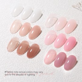 SHOYUM Jelly Gel Nail Polish Set 6 Colors Neutral Sheer Milky White Nude Pink Gel Polish Kit Translucent Soak off Uv Nail Gel Diy Manicure 2024 New Nail Trend Nail Polish Gifts for Mom