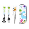 (KitchenU) Baby Toddler Cutlery Dinosaur Training Chopsticks Spoon and Fork