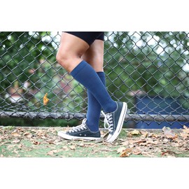 Graduated Cotton Compression Socks - Unisex Firm Support 20-30mmHg, Support Knee High's - Closed Toe, Color Navy, Size Large- Absolute Support, SKU: A105