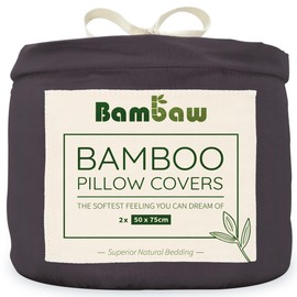 Charcoal Black Pillowcases 2 Pack | Super Soft Standard Bamboo Pillow Cases 50x75 cm | Hotel Bedding | Cooling Pillow Cases | Hypoallergenic Pillow Cases | Black Oxford Pillow Cases | Bambaw