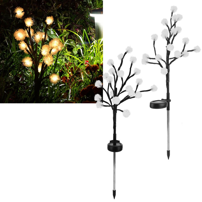 2pcs 20LED Solar Powered Fairy Lights Outdoor Dandelion Lamp Garden