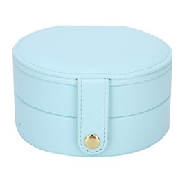 Jewelry Box PU Portable Multi Functional Jewelry Ring Earrings Storage Box Organizer(Light Blue )