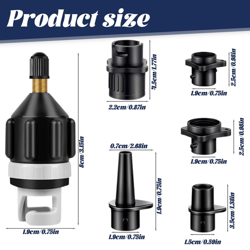 CUVZORA SUP Valve Adapter with 4 Pieces Gas Nozzle Inflatable,