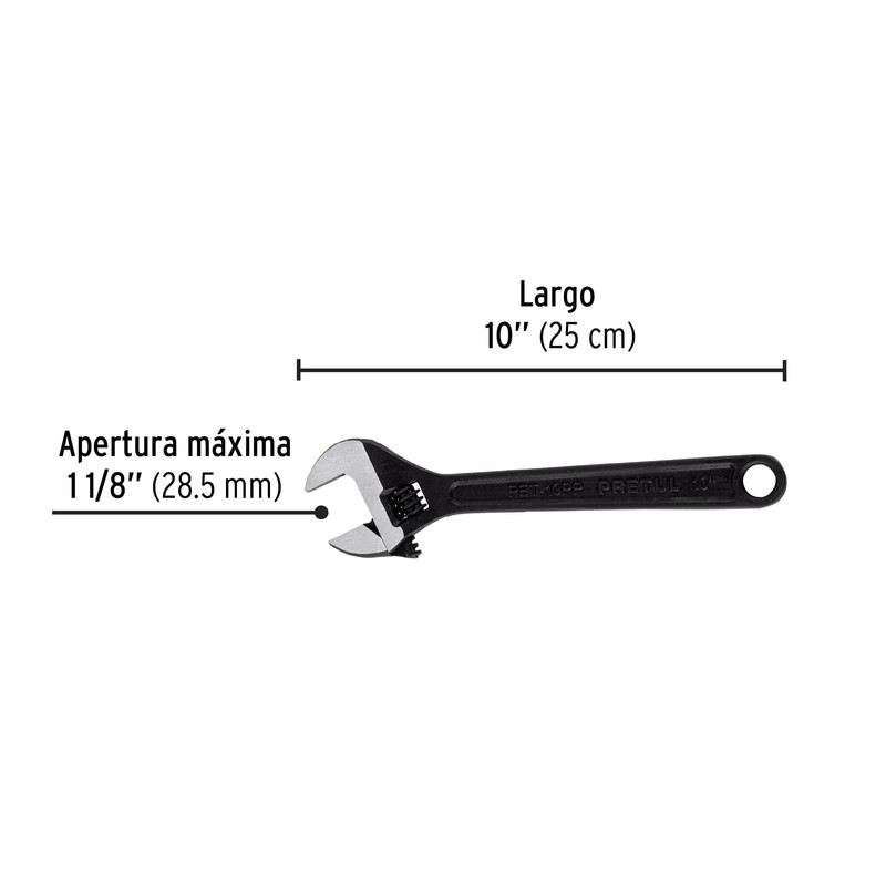 Pretul PET-10PP, Llave ajustable (perico) 10" pavonada