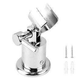 Metal Shower Holder, 180 Degree Adjustable Shower Head Holder, Silver Shower Head Holder with Screw, Shower Head Holder for Most Shower Heads (Silver, Average Size)