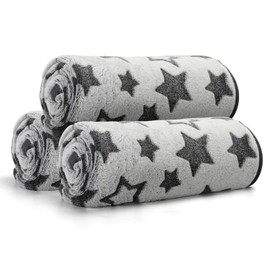Nobleza Puppy Blanket, 3 Pack 60x40cm Soft Fluffy Fleece Warm Small Cat Dog Blankets Washable, Star Prints Premium Flannel Pet Throw Blanket for Indoor Cats Kitten Mat Pad Bed Cover Grey