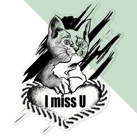 Extra Large 460mm 'A Cat’s Lonely Heart' Transparent/Clear Sticker Decal for Windows/Cars/Walls (DC00141859)