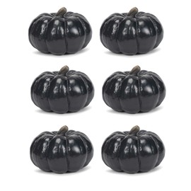 Elanze Designs Midnight Black 6 inch Resin Harvest Decorative Pumpkins Pack of 6