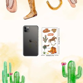 Western Cowboy Temporary Tattoos,10 Sheets Wild West Cowboy&Cowgirl Cactus Horse Cow Waterproof Fake Tattoo Stickers for Kids Boys Girls Birthday Gifts Party Favor Supplies